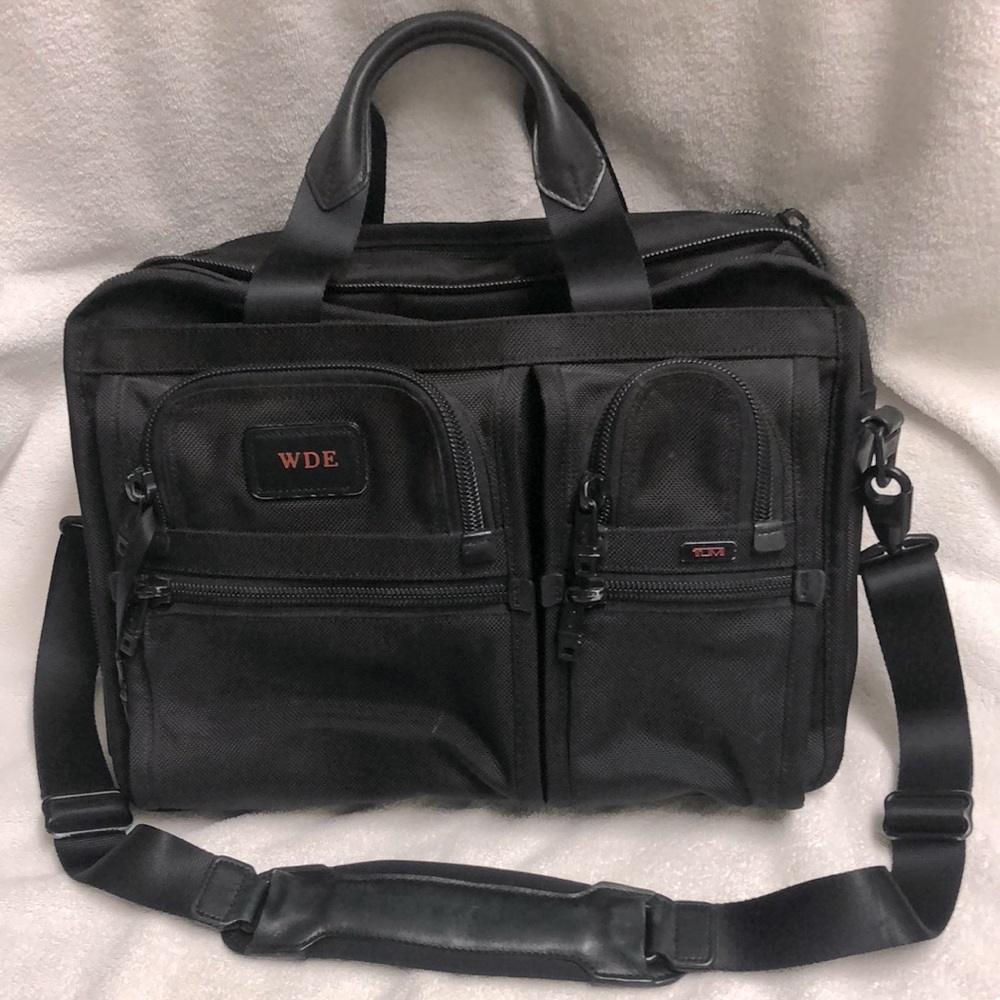 TUMI ALPHA BLACK BALLISTIC NYLON EXPANDABLE BRIEFCASE LAPTOP BAG